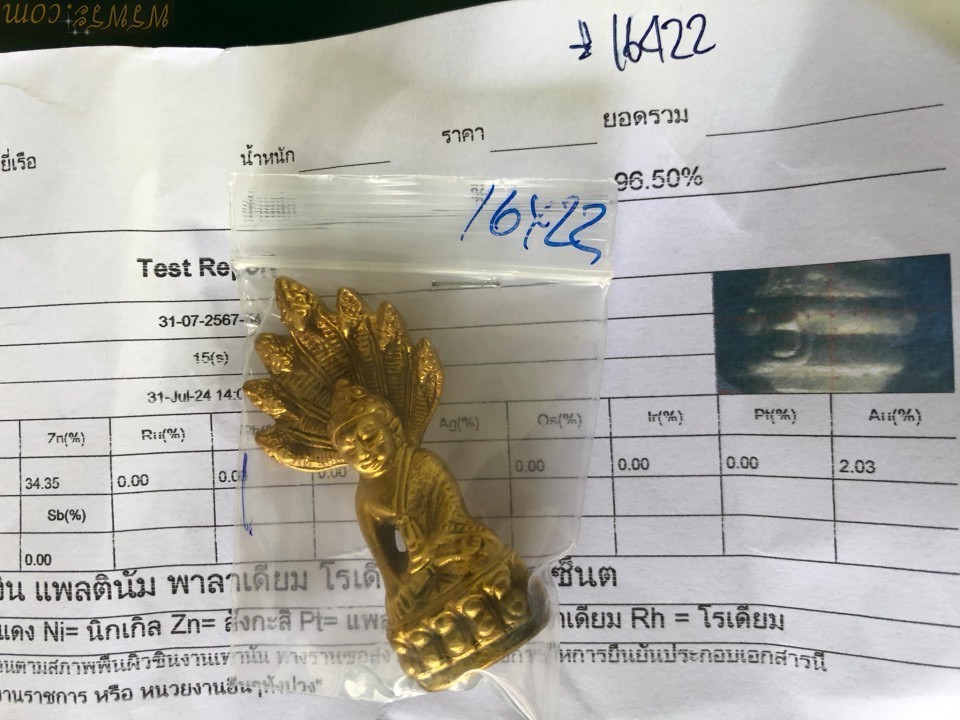 พระกริ่งปวเรศ นาคปรก๗ สมบูรณ์พูนสุข เนื้อสำริด สีทองAU/GOLD 2.03%+- กริ่งดัง